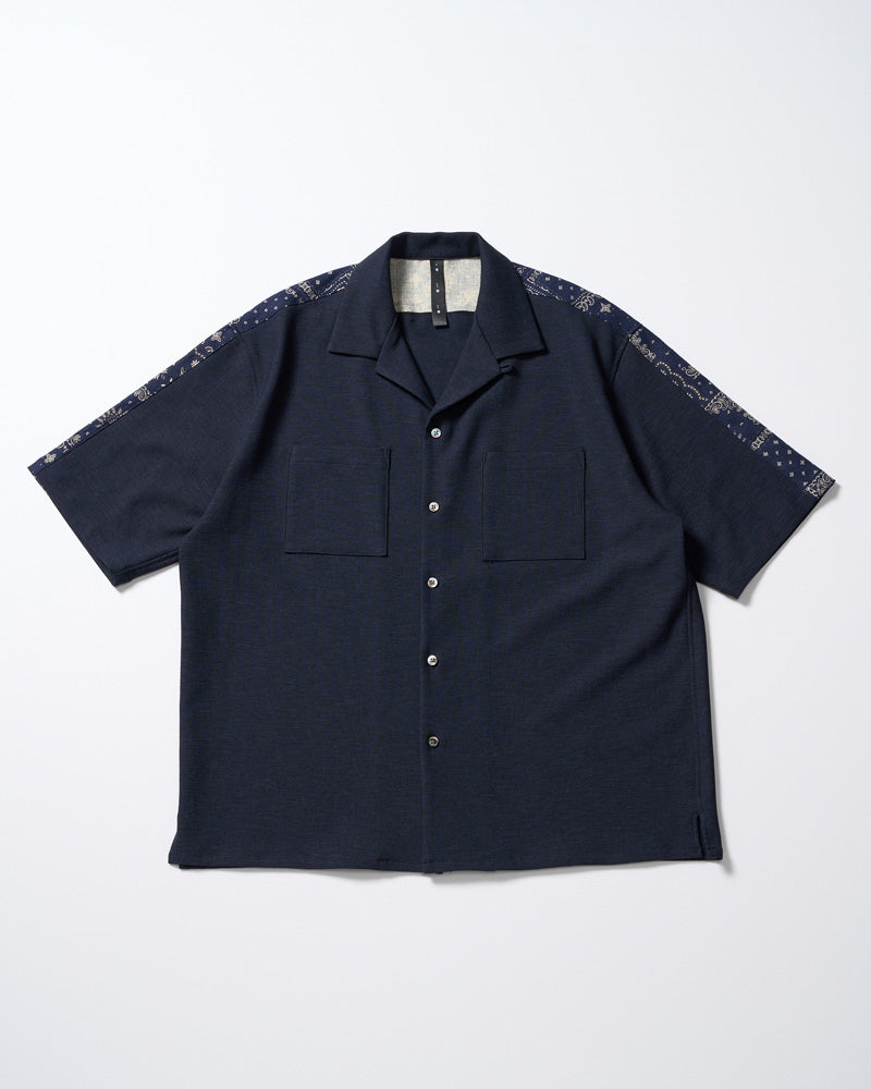 bandana print panel open shirt