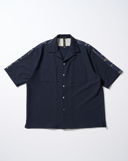 bandana print panel open shirt